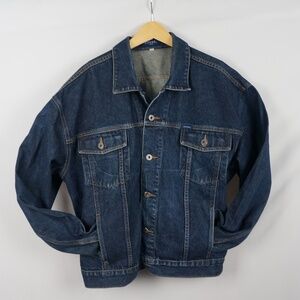 Vintage Guess Denim Trucker Jacket, Dark Wash, Made in USA, Womens 3X